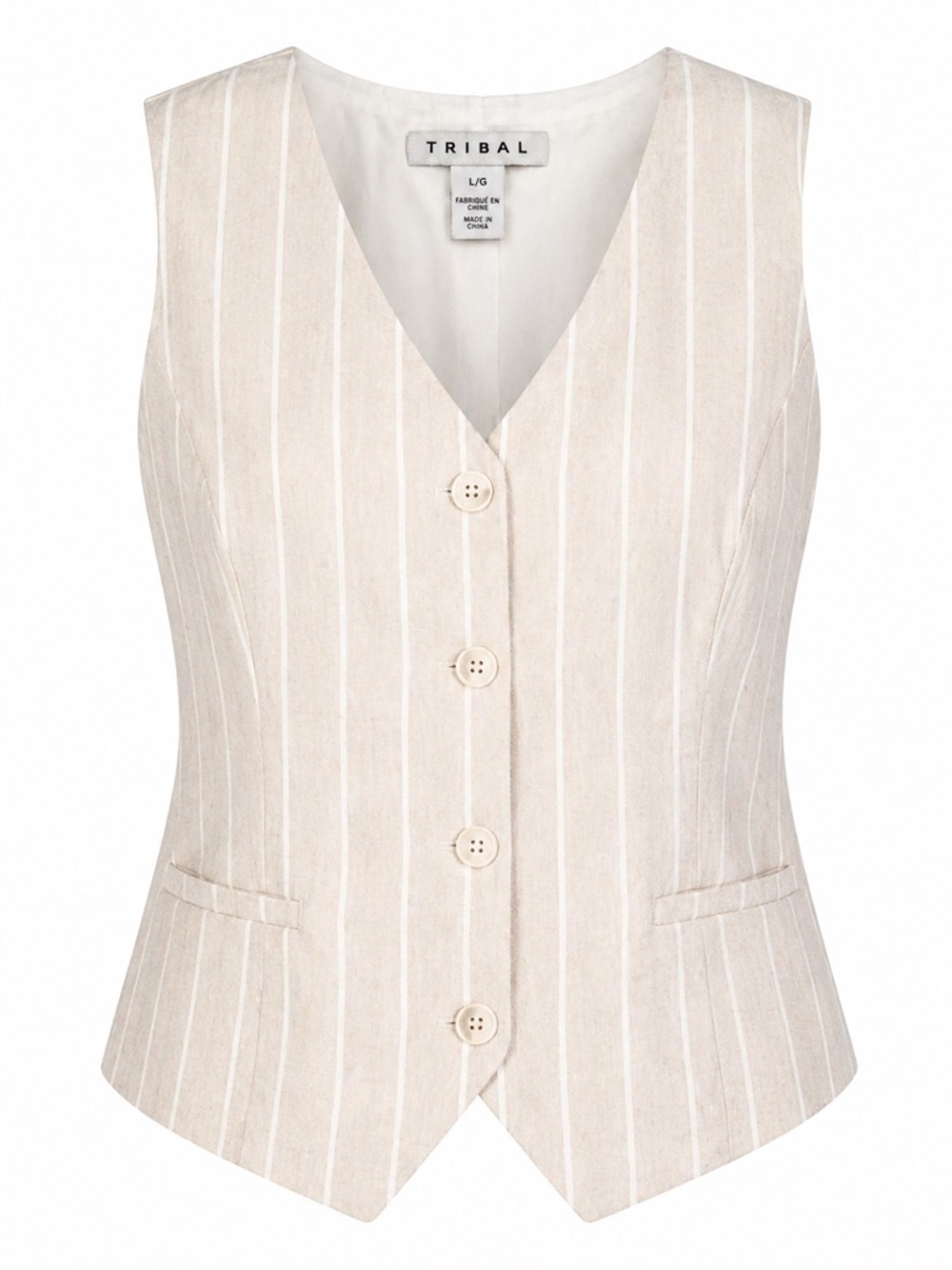 NWT Tribal Linen Blend Button Front Vest Safari Large